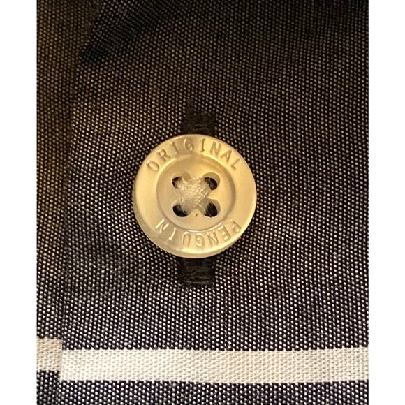 PENGUIN Gray w/Multicolored Stripes Button Down Shirt sz L - Picture 6 of 13